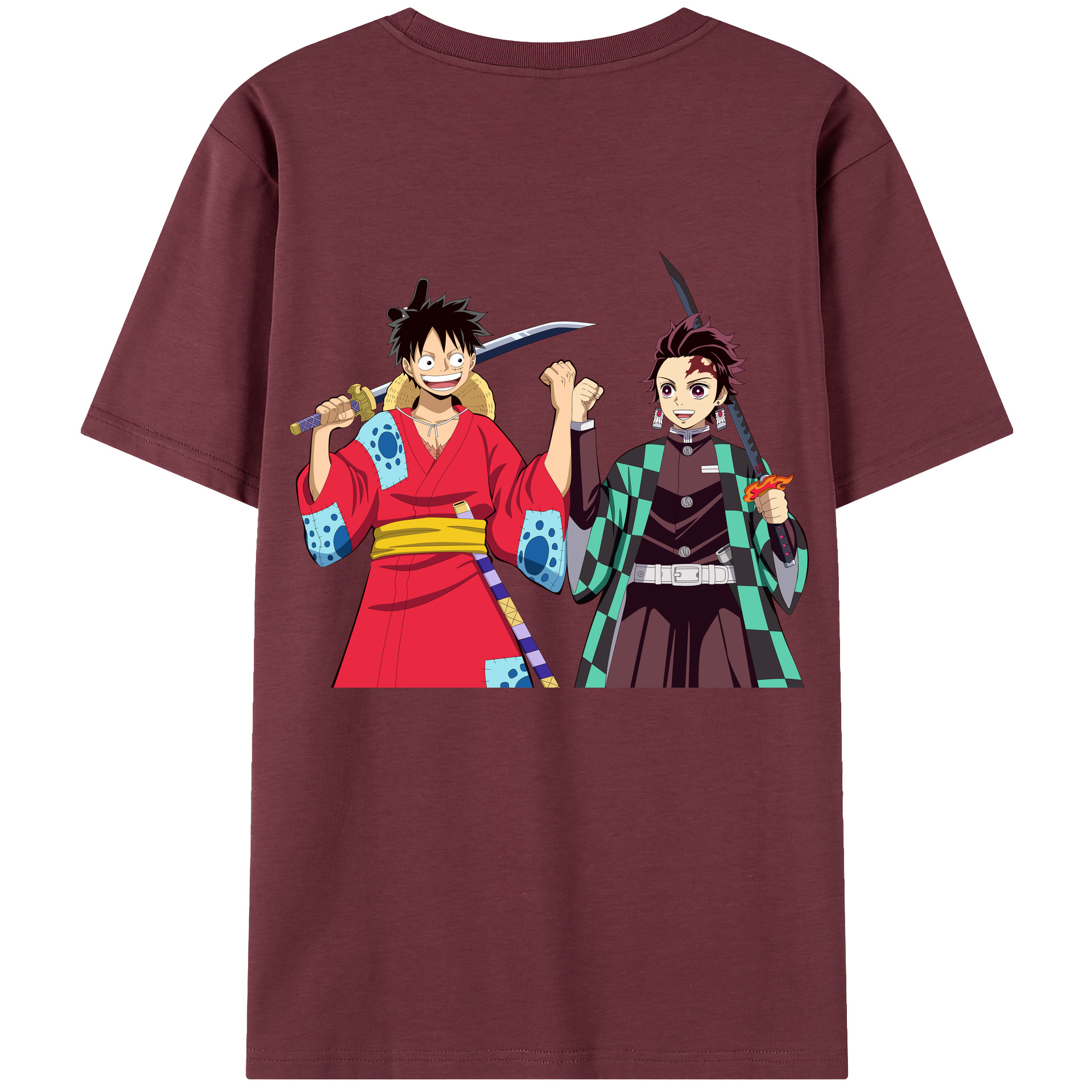 （画像用） 鬼滅の刃 竈門 炭治郎／かまど たんじろう Kamado Tanjirou 綿100％半袖Tシャツ（背面プリント）
